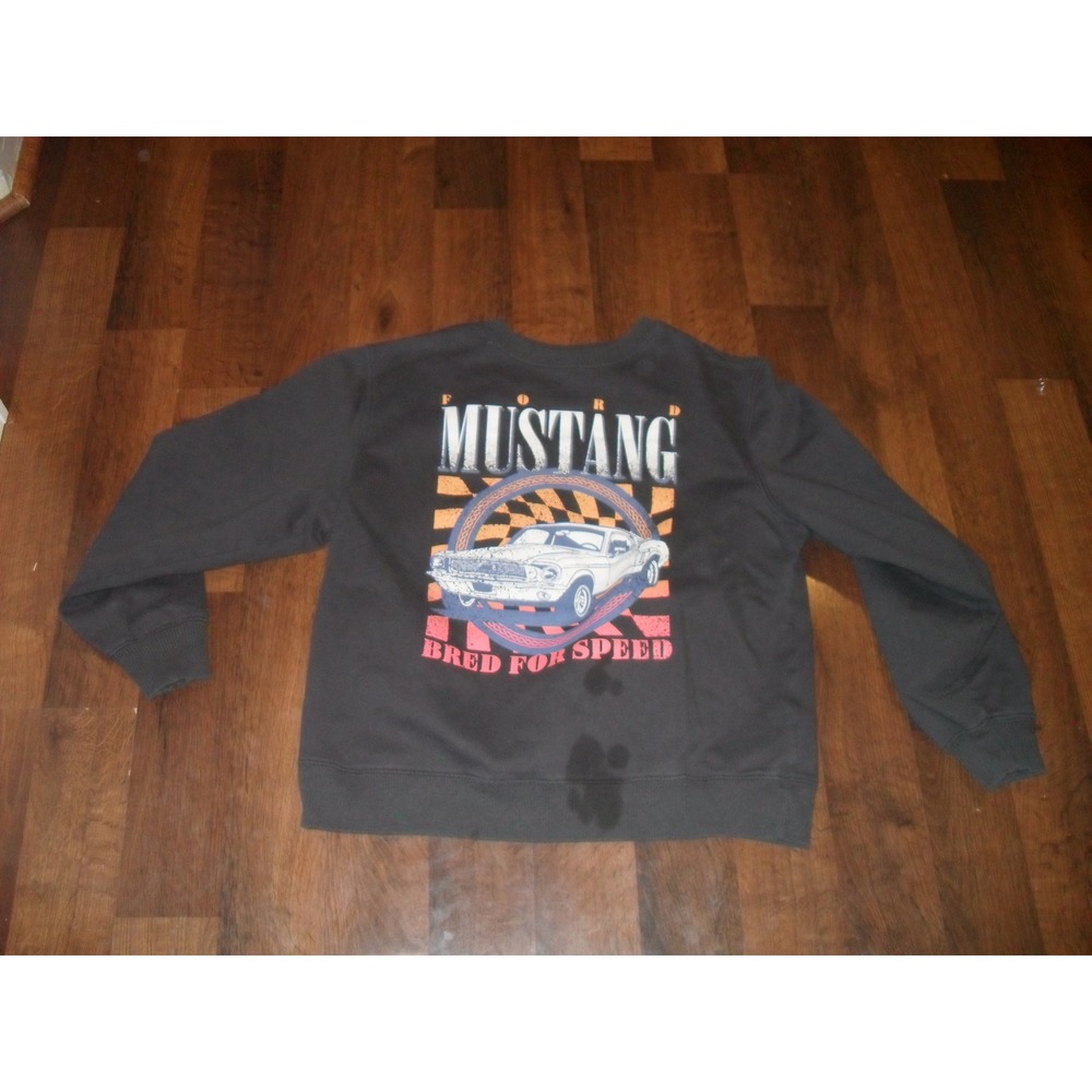 Ford Mustang Bred‎ For Speed Kids Black Graphic Sweatshirt Pullover Large LG